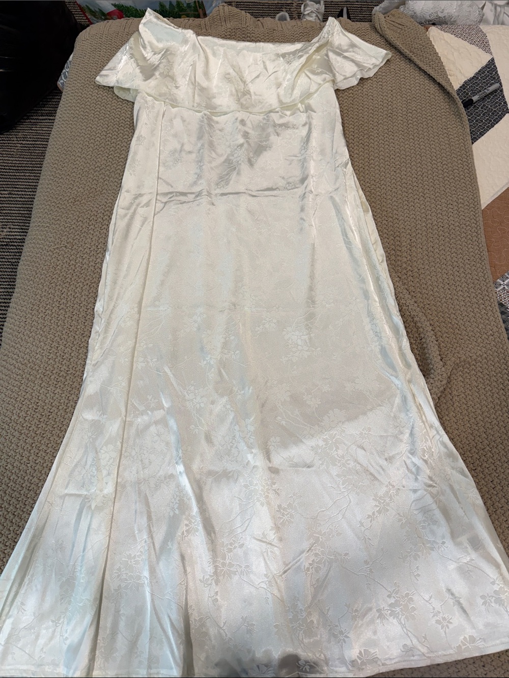 SHEIN White One-Shoulder Floral Lace Evening Dress - Picture 3 of 5